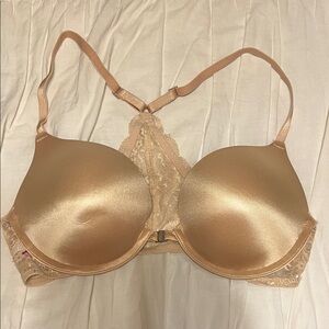 Victoria's Secret Tan Satin Lace Bra